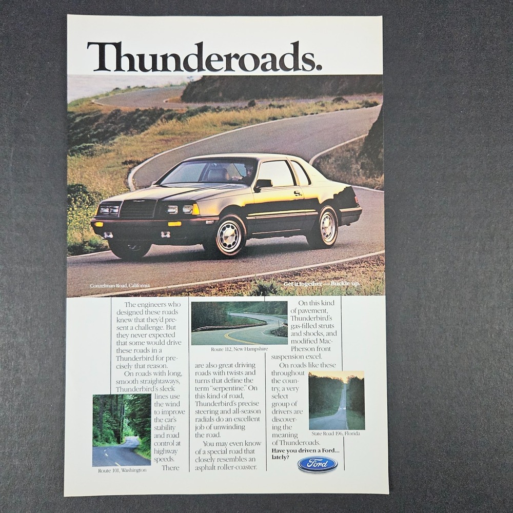 1985 Ford Thunderbird Thunderoads‎ Vintage Print Ad Conzelman Route 101 112 196